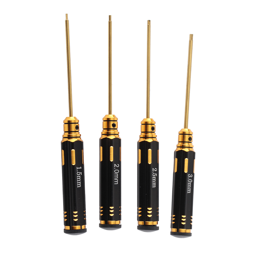 4-teiliges Set Titanbeschichteter Modellflugzeug-schraubendreher, Schwarz, 1,5 Mm/2,0 Mm/2,5 Mm/3,0 Mm