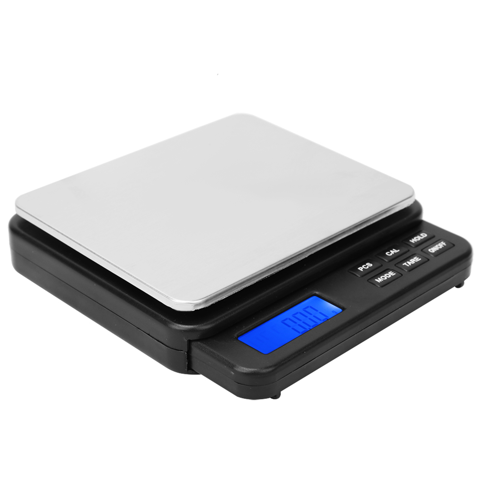 Hochpräzise Digitale Mini-küchenwaage Mit Blauer Hintergrundbeleuchtung, 1000 G / 0,01 G, Schwarz