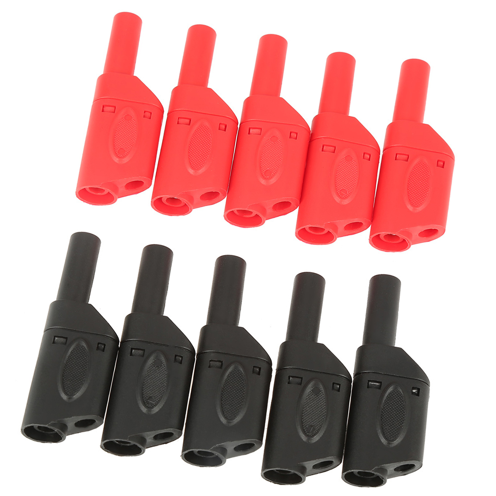 10 Stück 4 Mm Rote Schwarze Sicherheits-bananenstecker, Vollisoliert, Stapelbar