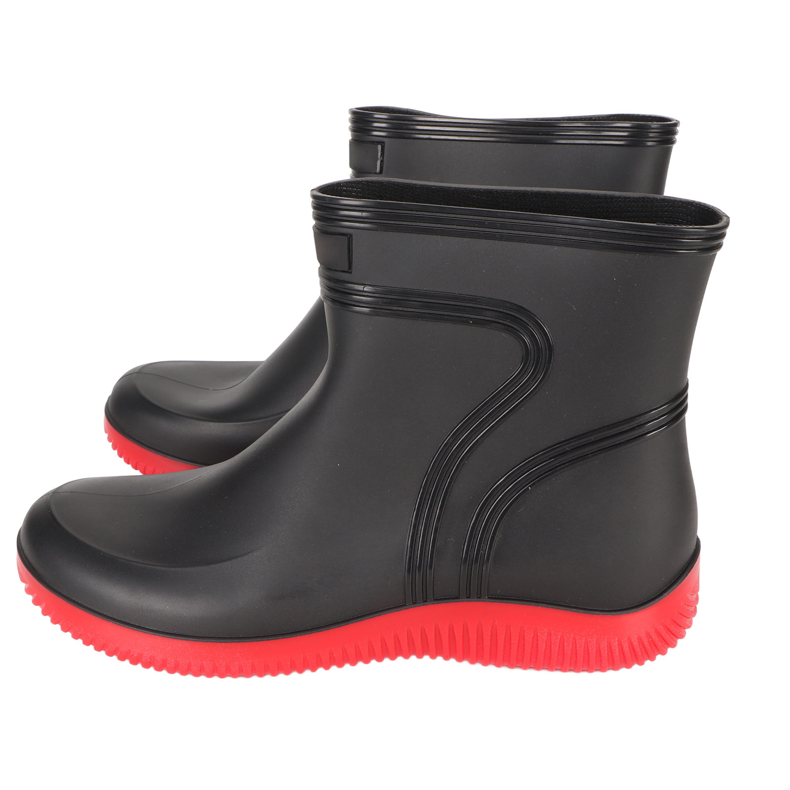 Herren-regenstiefel, Mittelhoch, Wasserdicht, Rutschfest, Arbeitsstiefel Für Outdoor-aktivitäten Wie Jagen, Angeln Und Autowaschen, Schwarz/rot, Größe 38