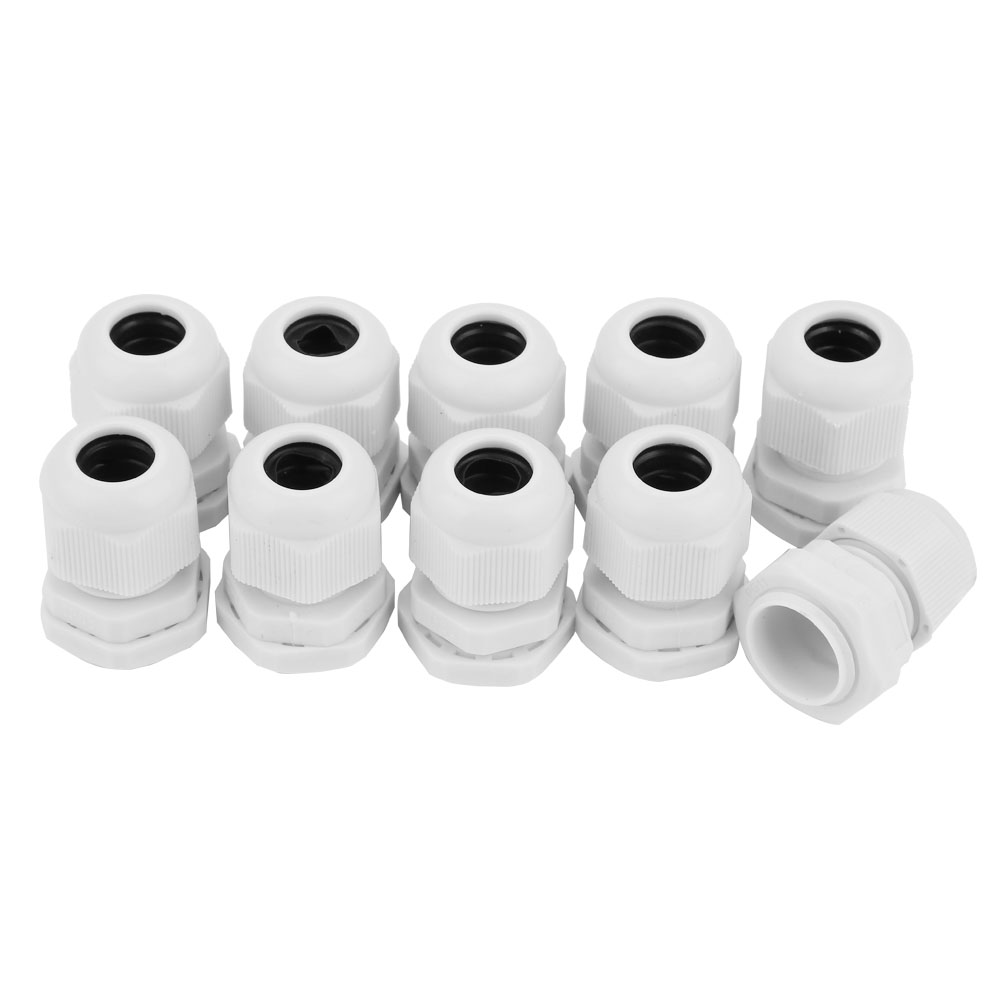 10 Stück/set Ip68 Wasserdichte Weiße Nylon-kunststoff-kabelverschraubungen (pg11)