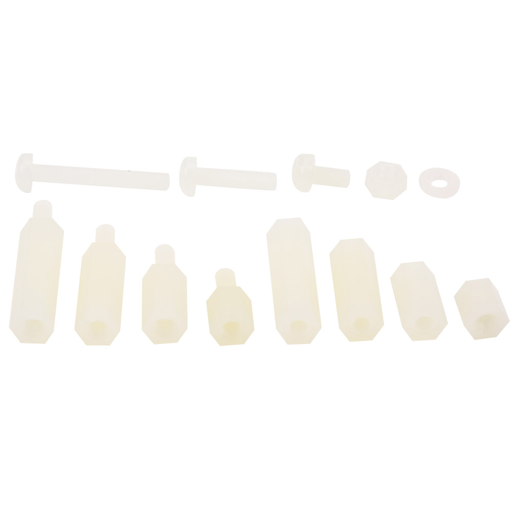 310-teilige Box M3 Nylon-schraubenmutter-unterlegscheiben-sortiment (weiß)