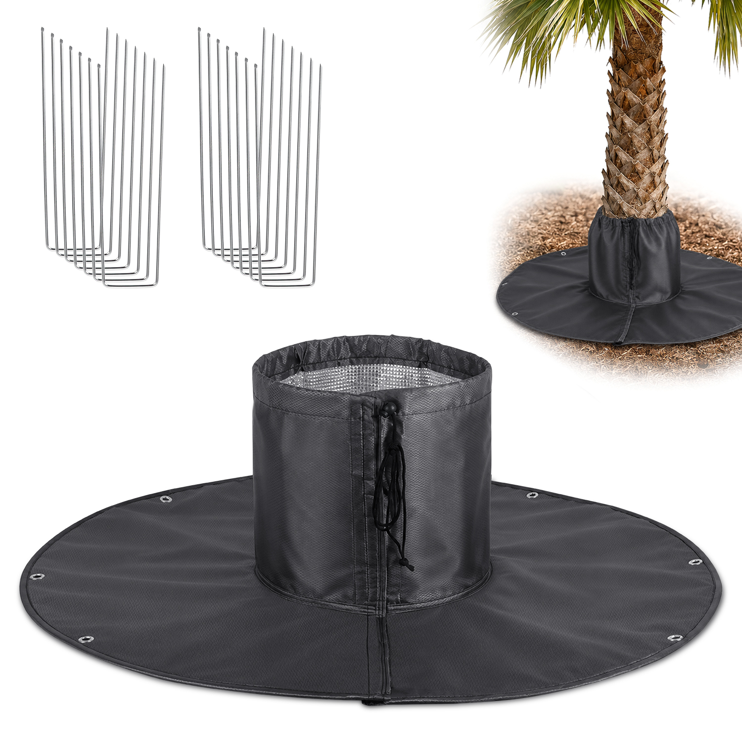 Jiubiaz 2er Set Pflanzen Winterschutz Frostschutzmatte Ø100 Cm Mit Erdankern, Wurzelschutz Für Bäume Und Sträucher
