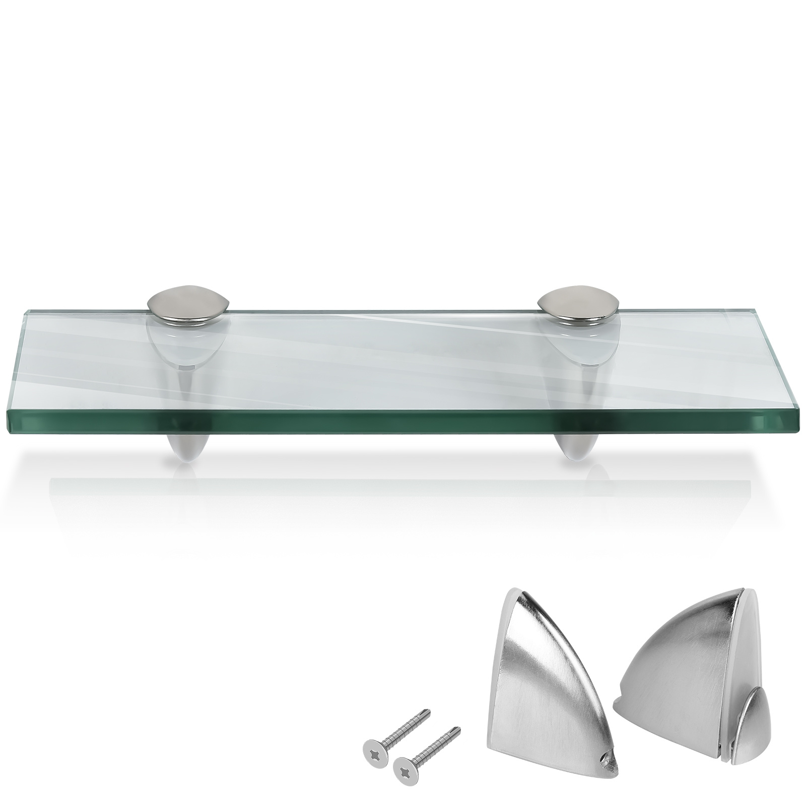 Jiubiaz Glasregal Wandregal 30 X 10 X 0,8 Cm, Klarglas Glasboden Mit Halterungen, Badregal Ablage Hängeregal Für Bad, Küche & Wohnzimmer