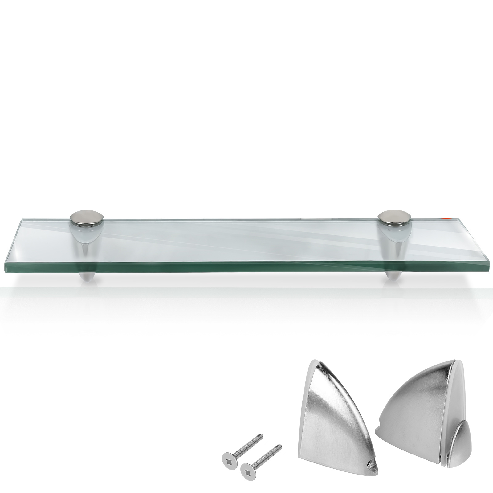 Jiubiaz Glasregal Wandregal 50 X 10 X 0,8 Cm, Klarglas Glasboden Mit Halterungen, Badregal Ablage Hängeregal Für Bad, Küche & Wohnzimmer
