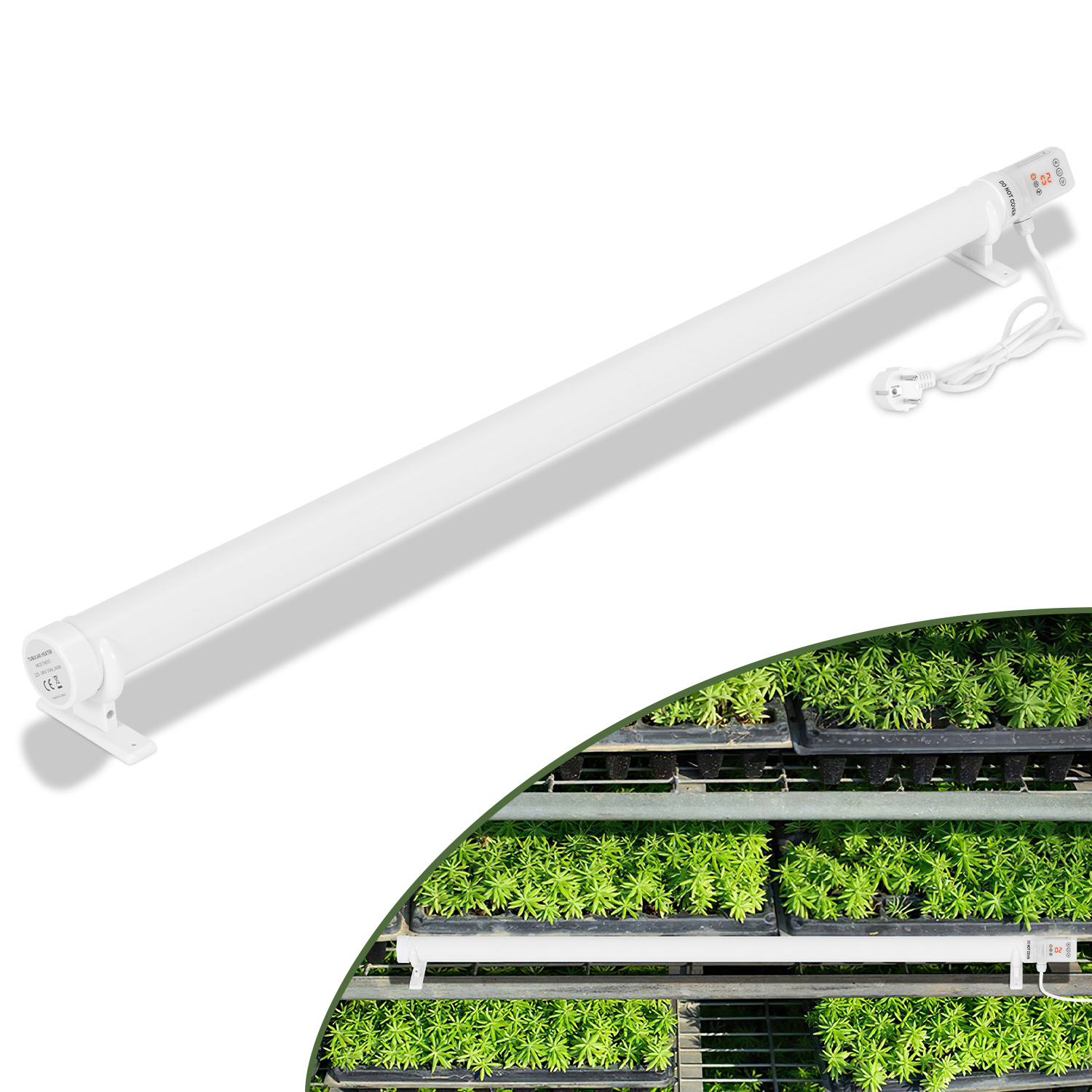 Jiubiaz 2er Set Gewächshausheizung Je 240 W Mit Timer, Rohrheizung 1250 Mm