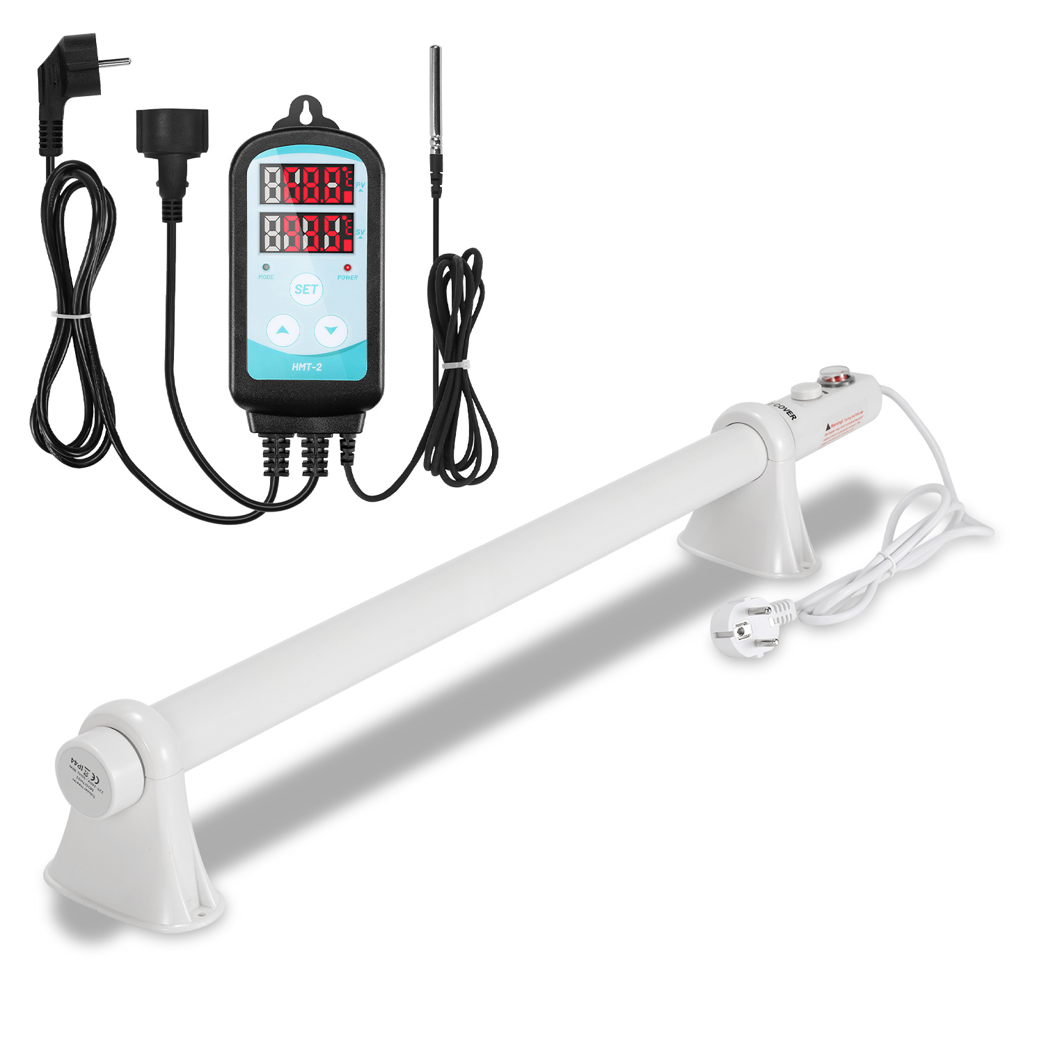 Jiubiaz Gewächshausheizung 90w, Rohrheizung 700 Mm Mit Thermostat 0–90 °c, Weiß