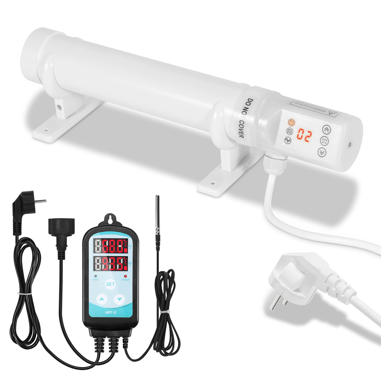 Jiubiaz Gewächshausheizung 60w Mit 24-stunden-timer, Rohrheizung 340 Mm, Weiß