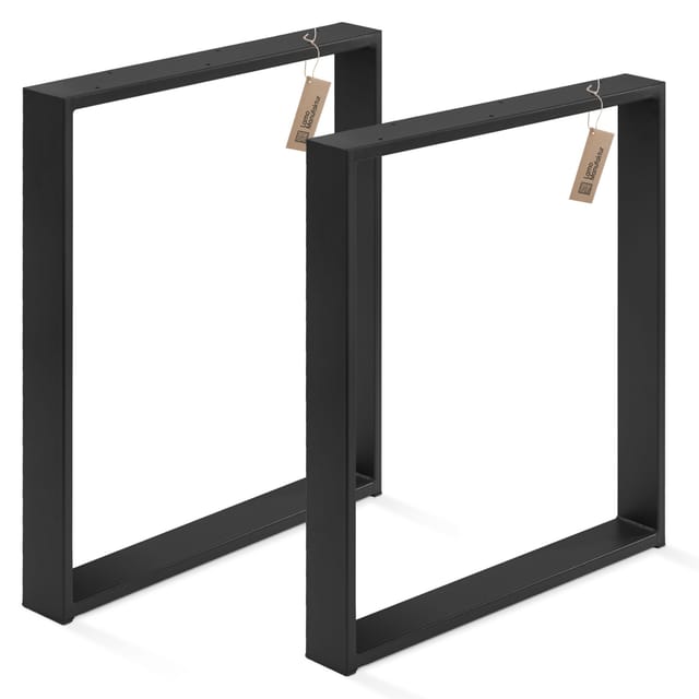 LAMO Manufaktur Tischbeine für Schreibtisch Esstisch, Simple Light, Vierkantprofil 60x20 mm, Tischgestell 90x72 cm (BxH), Schwarz, 2 Stück,