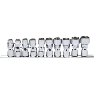 3/8" CHROMEplus Sechskant-Stecknuss-Satz mit Gelenk, 10-tlg10-19mm