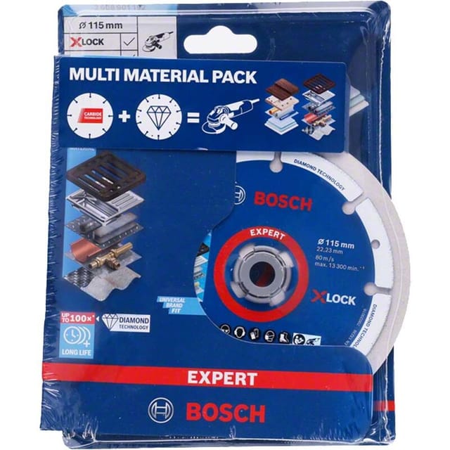 Pack mit 2 Scheiben 115 mm EXPERT Diamant-Metallrad + Hartmetall-Multirad BOSCH 061599761L