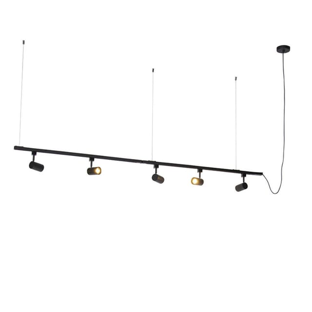 Modernes 1-Phasen-Schienensystem mit 5 Spots schwarz - Jeana