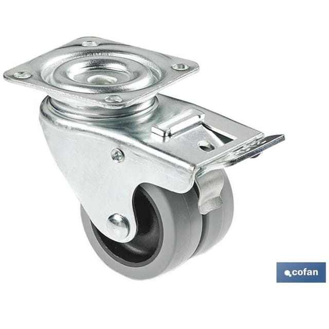 Doppelte Radplatte/Bremse aus Polypropylen Ø50 mm