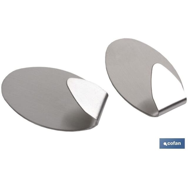 2 Stück selbstklebende Kleiderbügel Oval INOX Groß