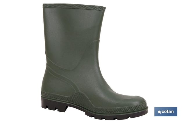 Halbrunder grüner PVC-Stiefel, Größe 47