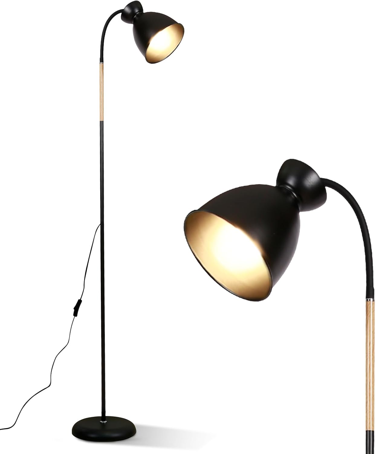 Stehlampe Leselampe Schwarz Giraffe, Schwenkbare Stehleuchte Wohnzimmer E27 Fassung Max. 60w, Höhe 159cm, Ohne Leuchtmittel