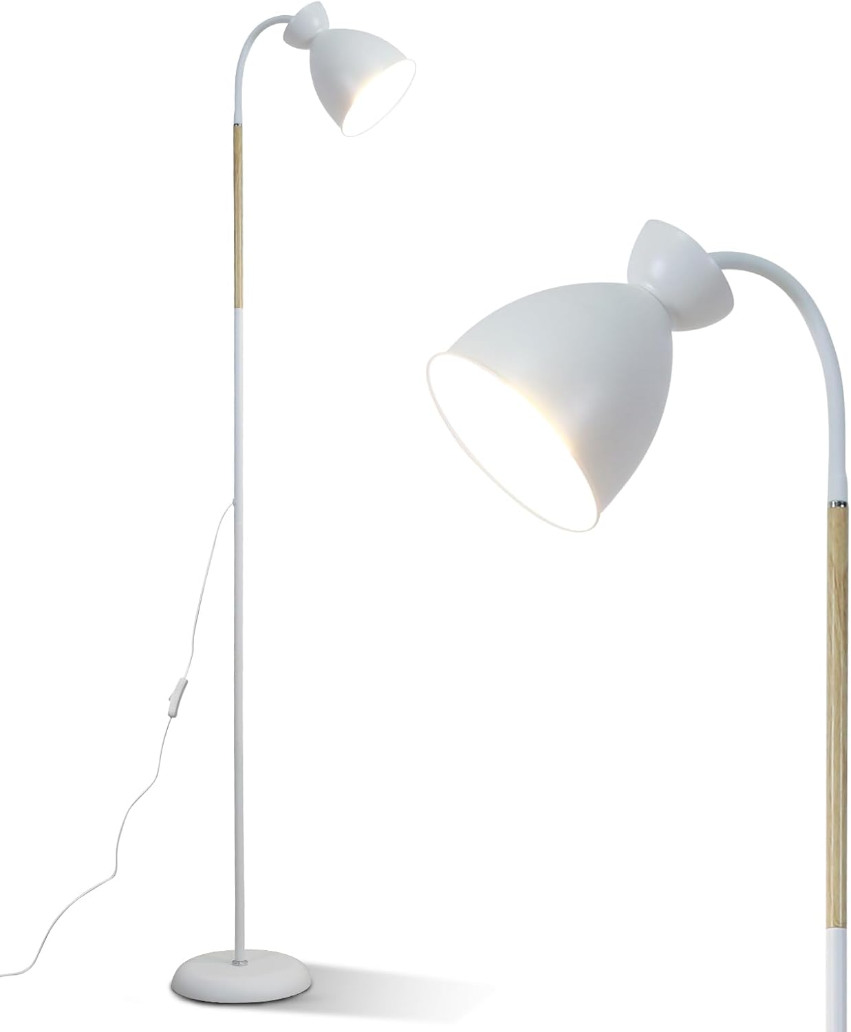 Stehlampe Leselampe Weiß Giraffe, Schwenkbare Stehleuchte Wohnzimmer E27 Fassung Max. 60w, Höhe 159cm, Ohne Leuchtmittel