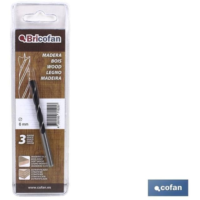 Bl 1 Stück Bricofan 3-Punkt-Bohrer 12 mm