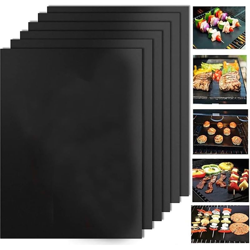 Stück/packung, 50 X 40 Cm, Wiederverwendbare Antihaft-grillmatten Aus Teflonfaser, Tragbar, Leicht Zu Reinigen, Ideal Für Picknicks, Braten Und Grillen Im Freien, Schwarz
