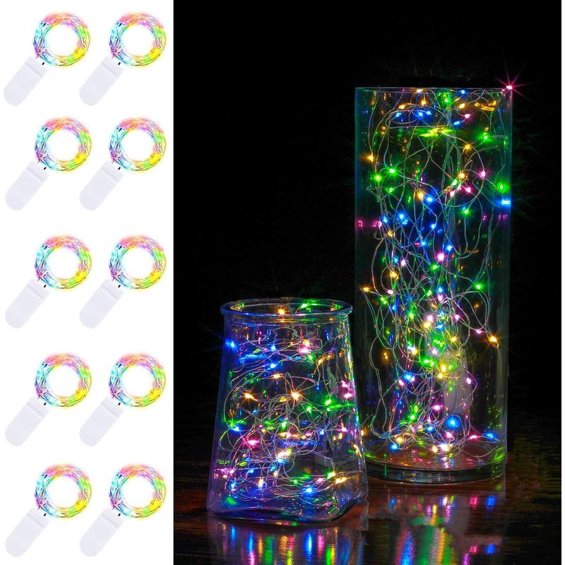 10 Stück 2 M Lange Lichterkette Mit 20 Batteriebetriebenen Leds, Wasserdicht, Aus Kupferdraht, Sternförmig, Für Diy-hochzeits-, Party- Und Weihnachtsdekoration (mehrfarbig)
