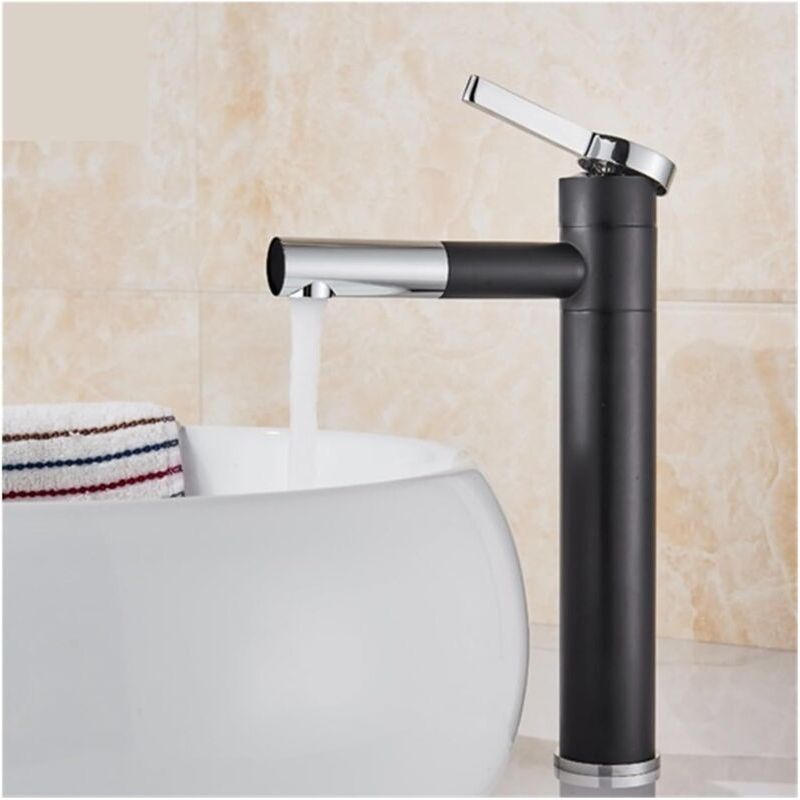 Schlichte Und Moderne, Zylindrische Waschtischarmatur In Schwarz, Mischbatterie – Schwarz-chrom, 30 Cm