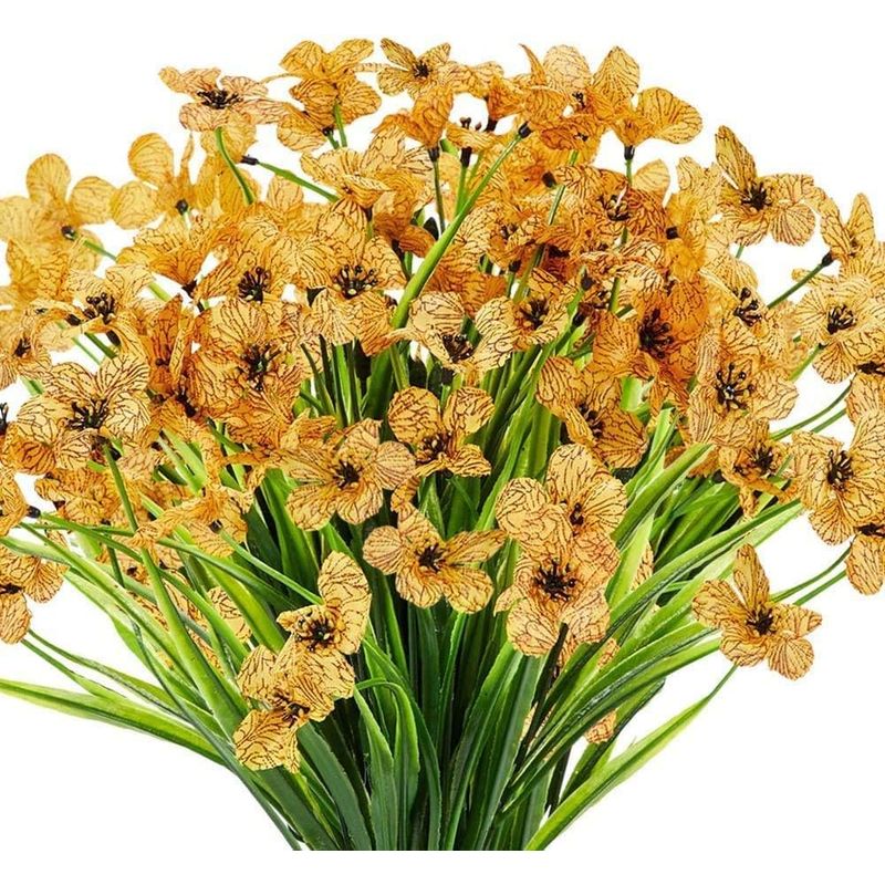 Set Mit 6 Uv-beständigen Künstlichen Lila Blumen Für Den Innen- Und Außenbereich. Verblasst Nicht (gelb).