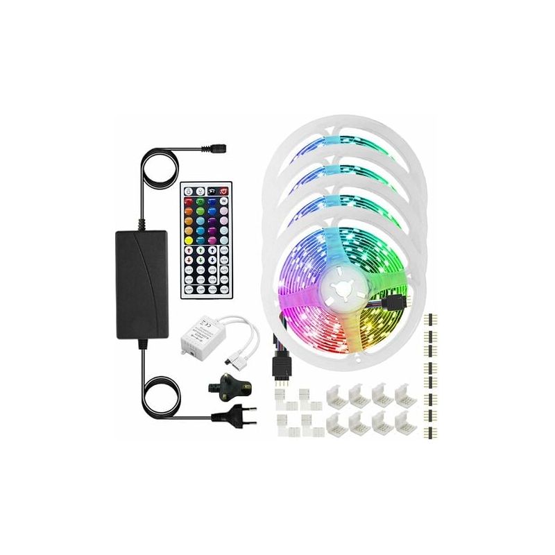 – 20 M Rgb-led-streifen – Dimmbarer Bluetooth-led-streifen Mit 44-tasten-fernbedienung – Musikmodus – Schutzart Ip20 Für Den Innenbereich – 16 Farben
