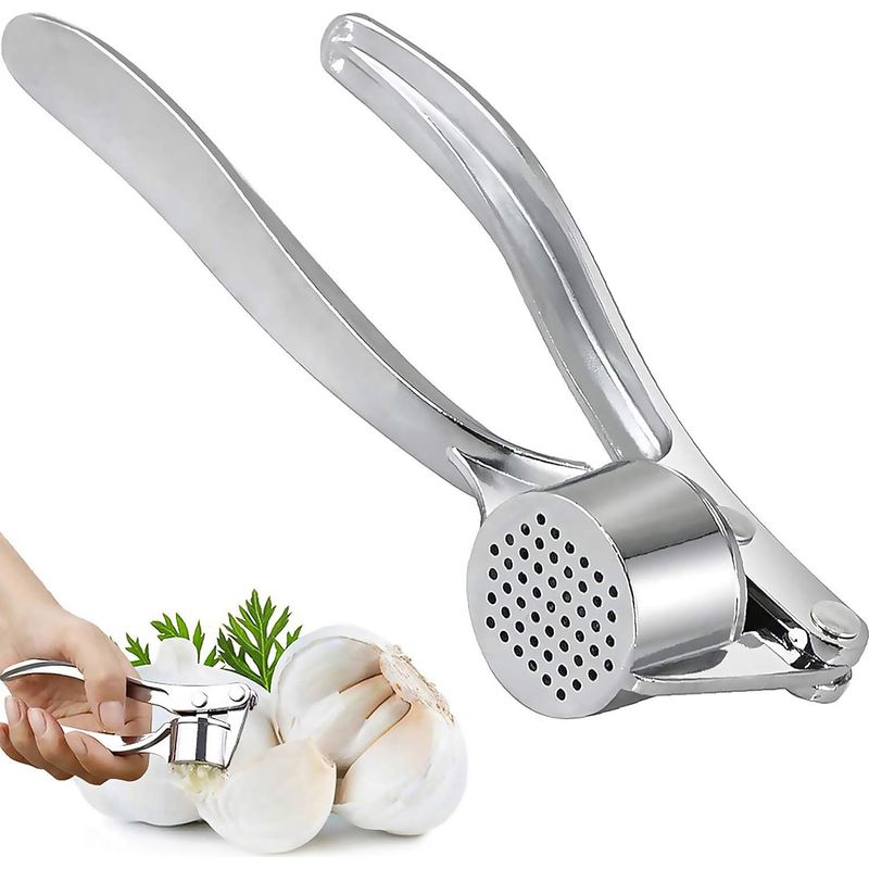 Knoblauchpresse, Knoblauchschneider Aus Edelstahl, Knoblauchmühle, Spülmaschinenfest, Praktische Küchenhilfe Für Frischen Knoblauch Und Ingwer (silber)
