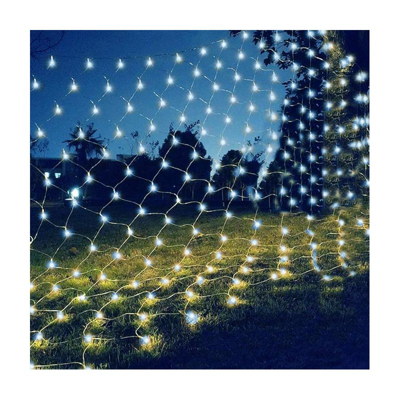 – Lichterkette Mit 320 Leds, 3 M X 2 M – 8 Leuchtmodi, Wasserdicht – Dimmbar Für Innen- Und Außendekoration – Weiß