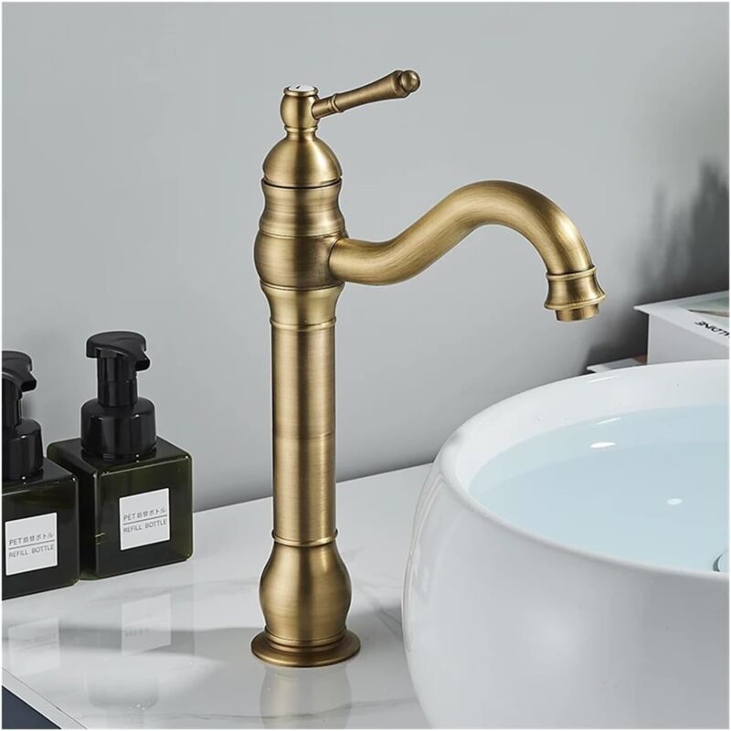 Warm- Und Kaltwasserhähne, Spritzwassergeschützte Retro-waschtischarmaturen, Komplett Aus Kupfer, Geeignet Für Toiletten, Badezimmer Und Aufsatzwaschbecken
