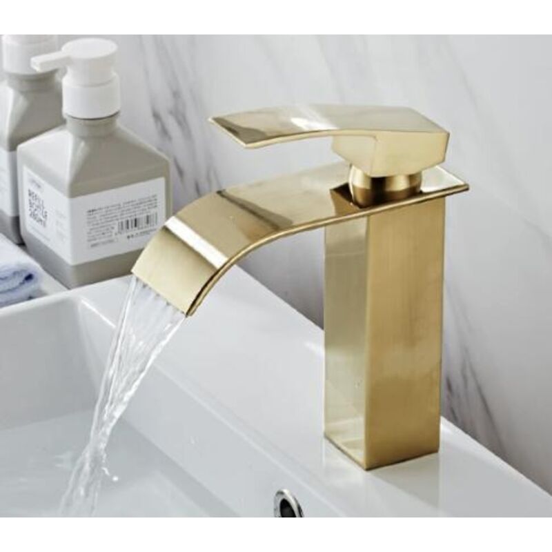 Einhebel-waschtischarmatur Mit Einlochmontage, Kupfer-handarmatur Für Warm- Und Kaltwasser – Gold – Rw Waschtischarmatur