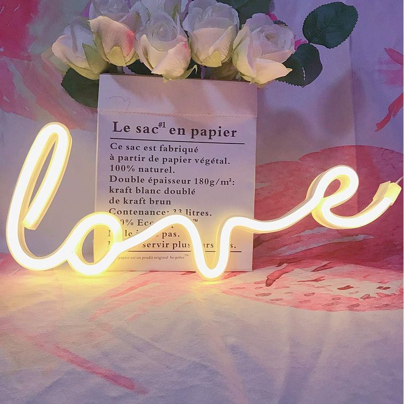 Neon-kunst-liebesschilder, Led-leuchtschild „liebe“, Geschenk Für Kinder – Dekoratives Leuchtschild Für Wand, Zimmer, Hochzeit, Party, Bar, Pub, Hotel, Strand, Freizeit (warmweiß)