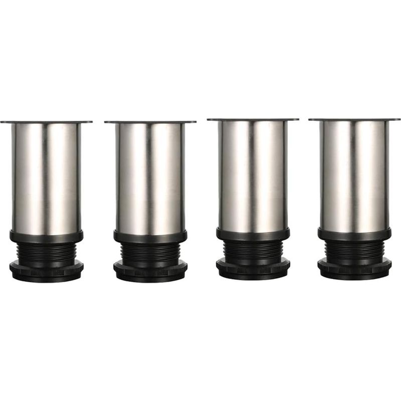 Möbelfüße, 4 Verstellbare Füße, 8 Cm Höhe, Verdickte Schrankbeine, Tischbeine, Möbelfüße, Gebürsteter Edelstahl, Höhenverstellbar 0-15 Mm, Inklusive Edelstahlschrauben