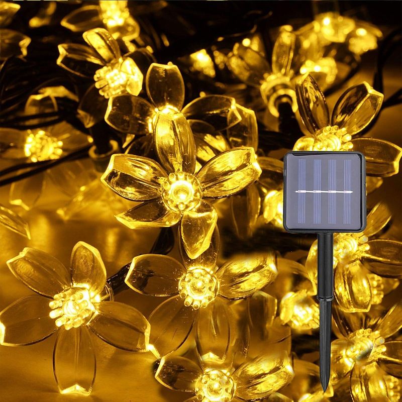 Solar-lichterkette, Kirschblüten-lichterkette, Wasserdicht, Für Garten, Terrasse, Weihnachten Und Innenbereich, Warmweiß (5 M, 20 Leds)