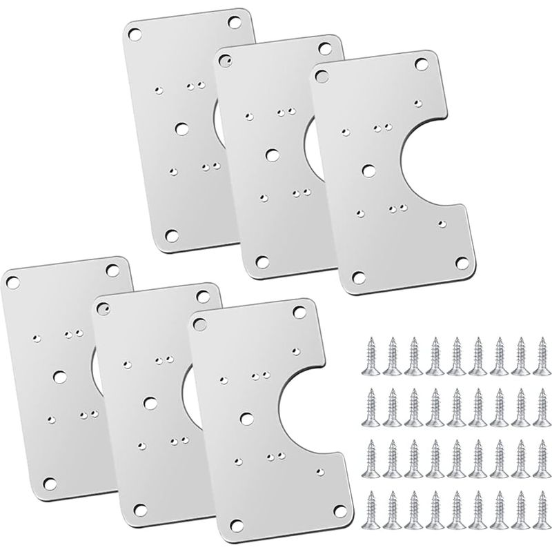 Set Mit 6 Scharnierreparaturplatten Aus Edelstahl, Inklusive 36 Schrauben Und 12 Befestigungslöchern Zur Reparatur Von Türen, Schränken, Wohnzimmermöbeln, Schubladen, Kisten Und Fenstern