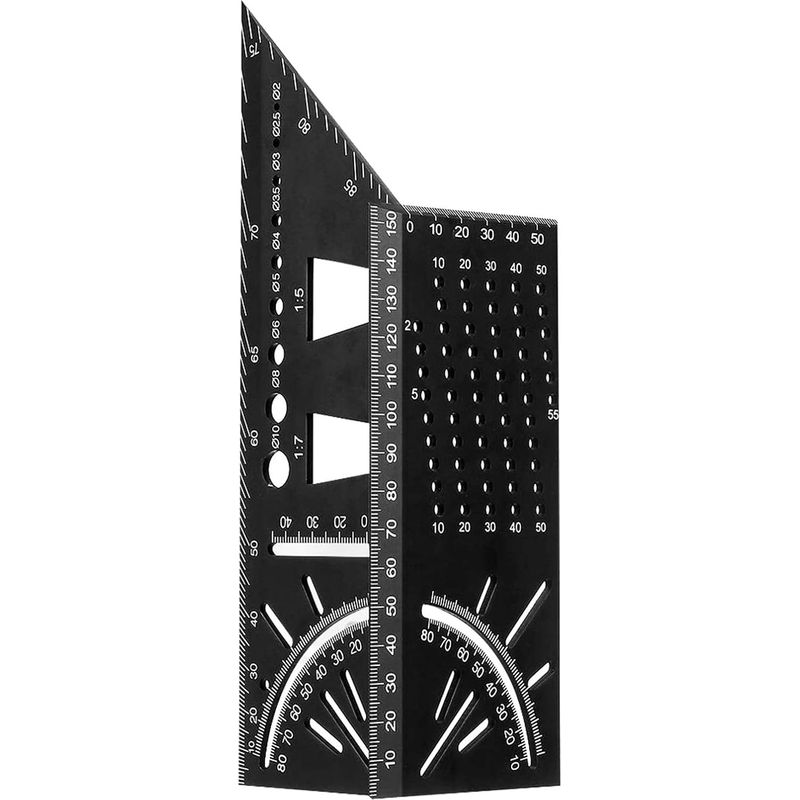 3d-winkelmesser Aus Aluminiumlegierung, 45°/90°-gehrungswinkel Für Holzbearbeitung, Z. B. Für Balken Und Rohre Dreidimensionaler, Dekorativer Winkelmesser Aus Schwarzem Metall Für Holzbearbeitungswerk