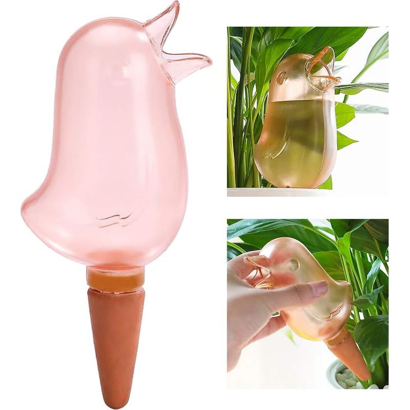 Stück Niedliche, Transparente, Vogelförmige Automatische Gießkanne Für Pflanzen, Blumenzwiebeln Und Zwiebeln - Automatisches Bewässerungsgerät Mit Tropfverdunstung - Blumentopfdekoration (rosa)