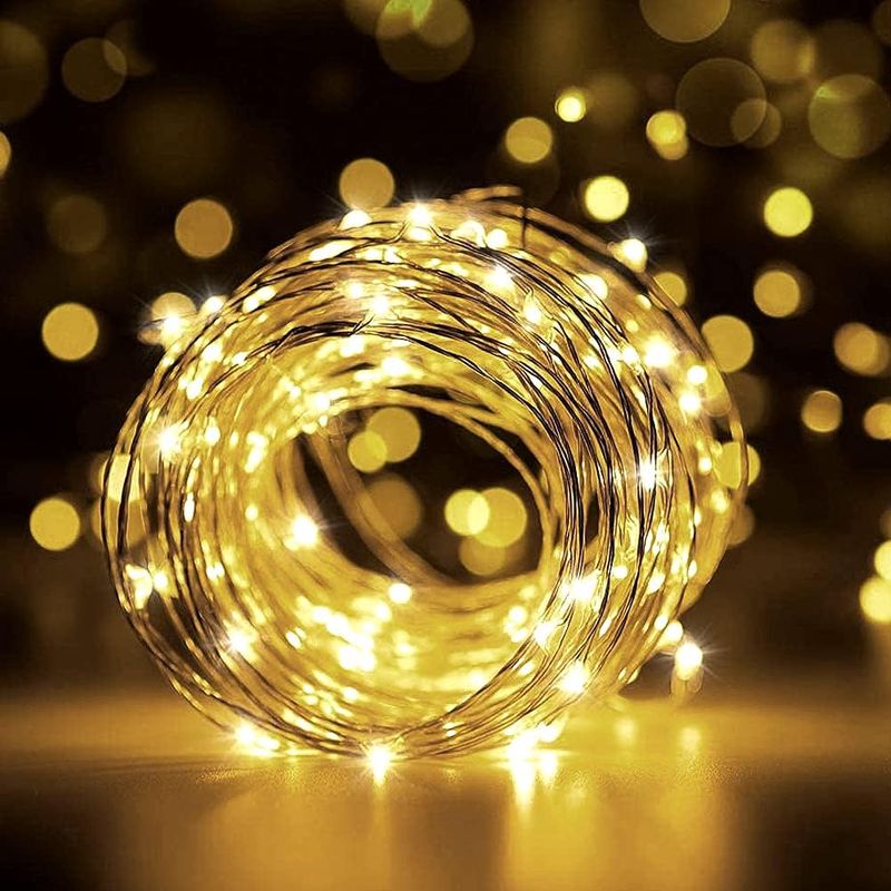 Lichterkette, 10 M, 100 Leds, Ip65 Wasserdicht, Für Weihnachtsbaum, Schlafzimmer, Hochzeit, Party, Fest, Geburtstag, Garten, Terrasse, Rasen - Usb-betrieben (warmgelb)