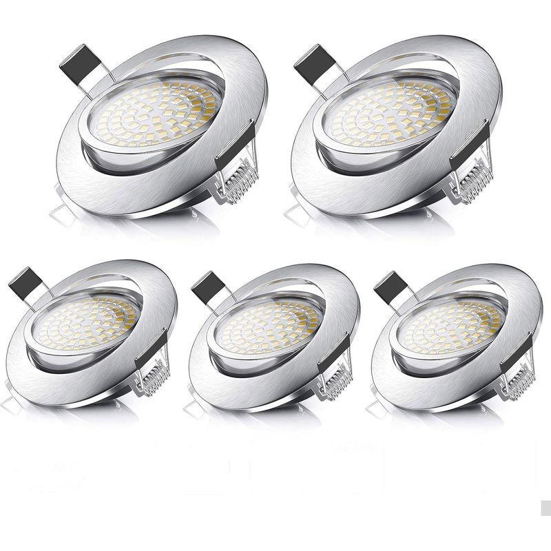 Runde, Verstellbare Led-einbaustrahler, 5 W, Ultraschlank, Kaltweiß 6000 K, 500 Lm, 230 V, Ip44, Für Badezimmer, Küche, Wohnzimmer, Flur