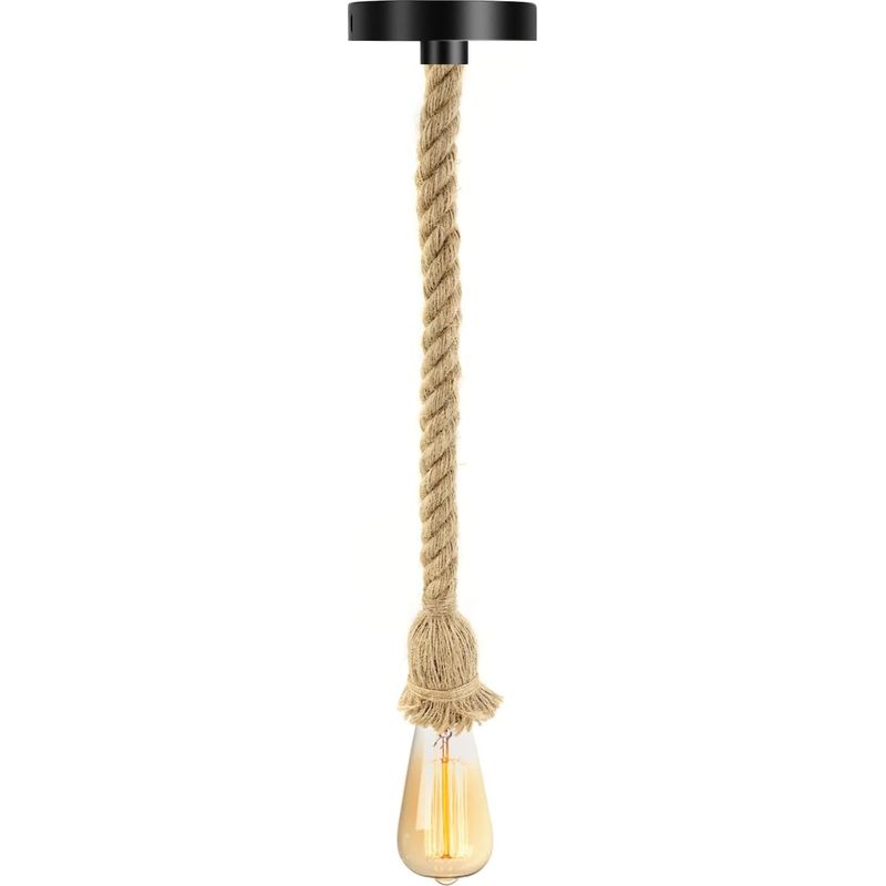 E27 Retro-hanfseil-kronleuchter, Pendelleuchte, Retro-deckenleuchter, Hanfseillampe, Pr-seil, Café, Treppenhaus, Restaurant, Studio - 150 Cm (1-flammig)