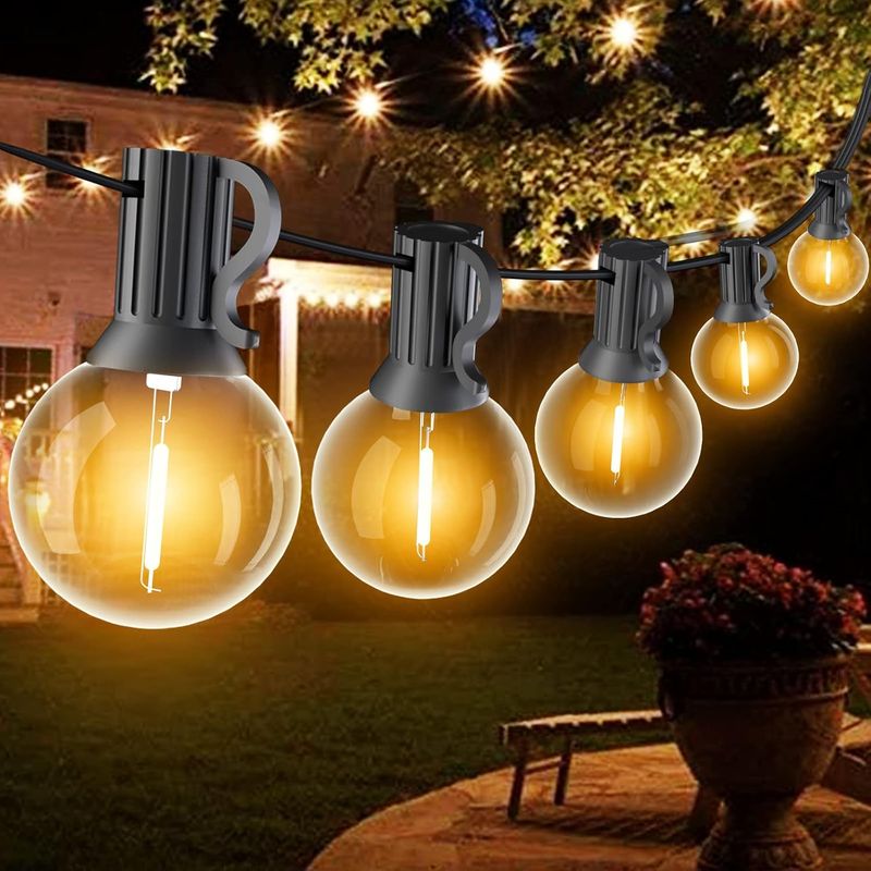 15 M Lange Lichterkette Für Den Außenbereich, G40, Mit E12-fassung, 50+2 Led-lampen, Ip45 Wasserdicht, Warmweiße Lichterkette Für Terrasse, Party, Hochzeit