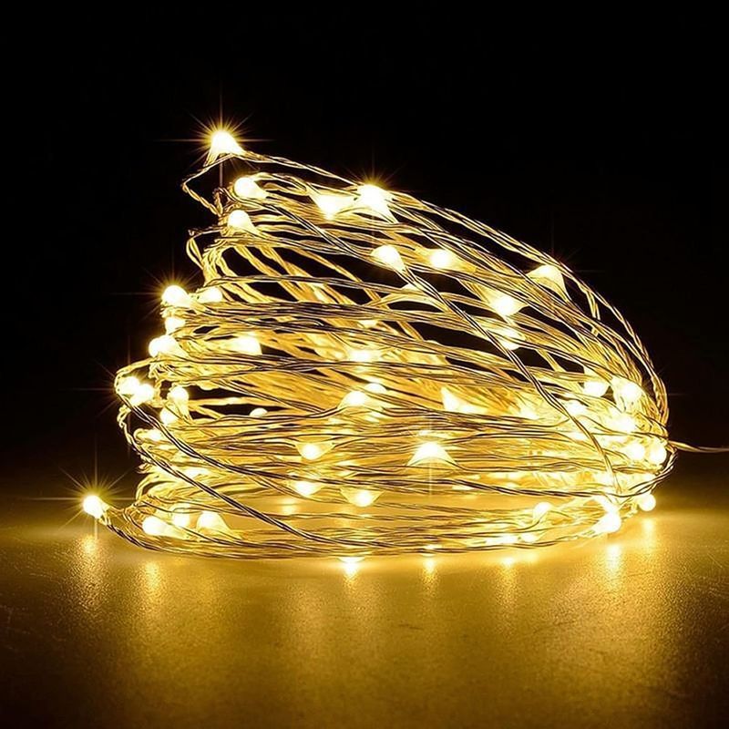 Led-lichterkette, Batteriebetrieben, 2 M Lang, 20 Warmweiße Leds An Silbernem Draht, Für Schlafzimmer, Partys, Hochzeiten