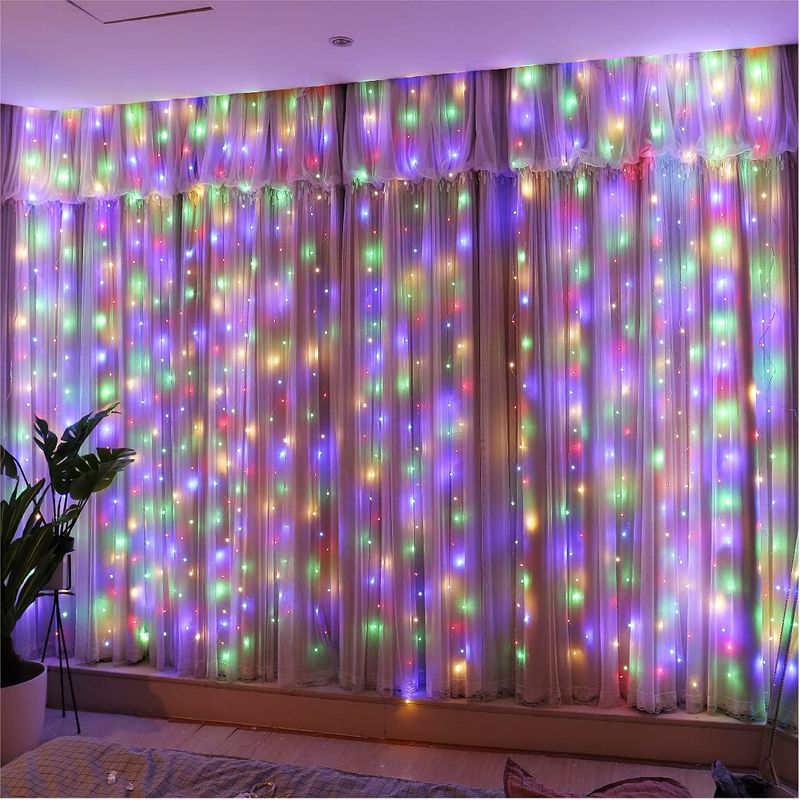 Mehrfarbige Lichterkette Mit 200 Leds (3 M X 2 M), 8 Beleuchtungsmodi, Usb-fernbedienung Und Timer Für Zimmer, Fenster, Hochzeiten, Partys Und Weihnachten
