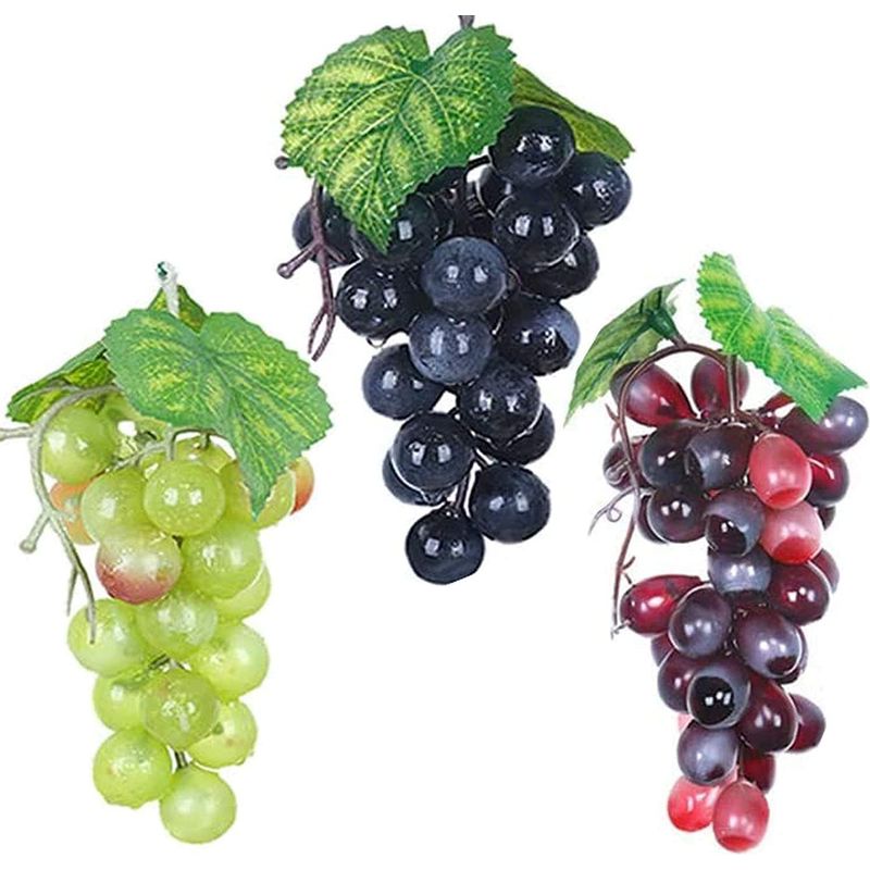 3er-pack Künstliche Trauben In Verschiedenen Farben, Mit Frost-effekt, Aus Gummi, Als Dekorative Hängedekoration Für Vintage-hochzeitsgeschenke, Künstliches Obst