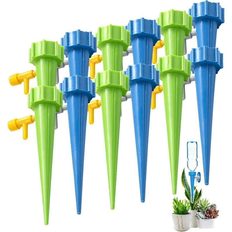 Set Mit 12 Automatischen Bewässerungsspitzen Mit Stufenlos Einstellbarem Ventil, Tropfbewässerungssystem Für Die Außenanwendung (6 Grüne E