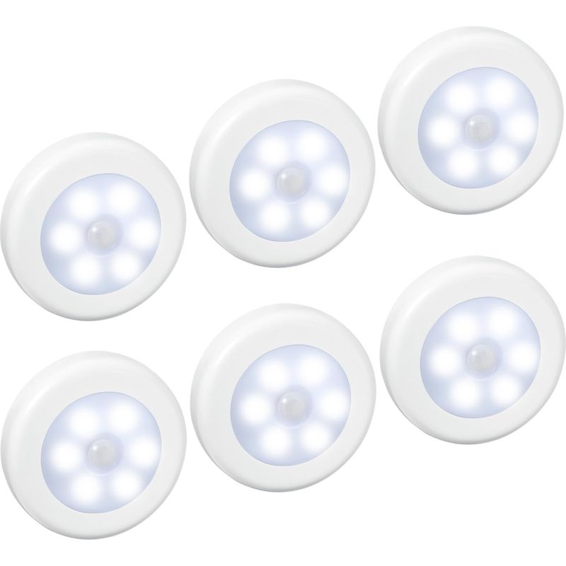 (6er-pack) Led-nachtlichter Mit Bewegungsmelder, Schrankbeleuchtung, Batteriebetrieben (batterie Nicht Im Lieferumfang Enthalten), Led-beleuchtung Für Treppen, Schränke, Kommoden, Einfache Installatio