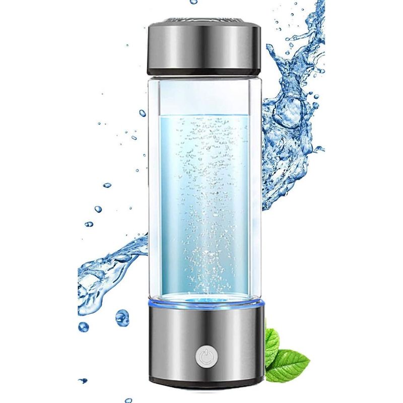 Wasserstoff-wasserflasche, Tragbarer Wasserstoff-wasserreiniger, Wasserstoff-wassergenerator, Wasserstoffreicher Glasbecher Für Zuhause, Büro Und Reisen (silber)