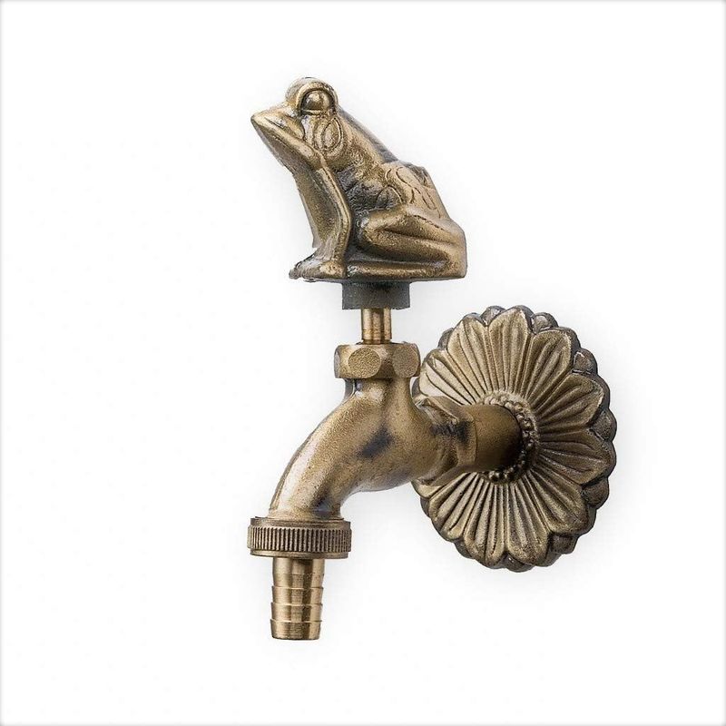 Retro-gartenwasserhahn Mit Froschmotiv, Für Den Außenbereich, Gold