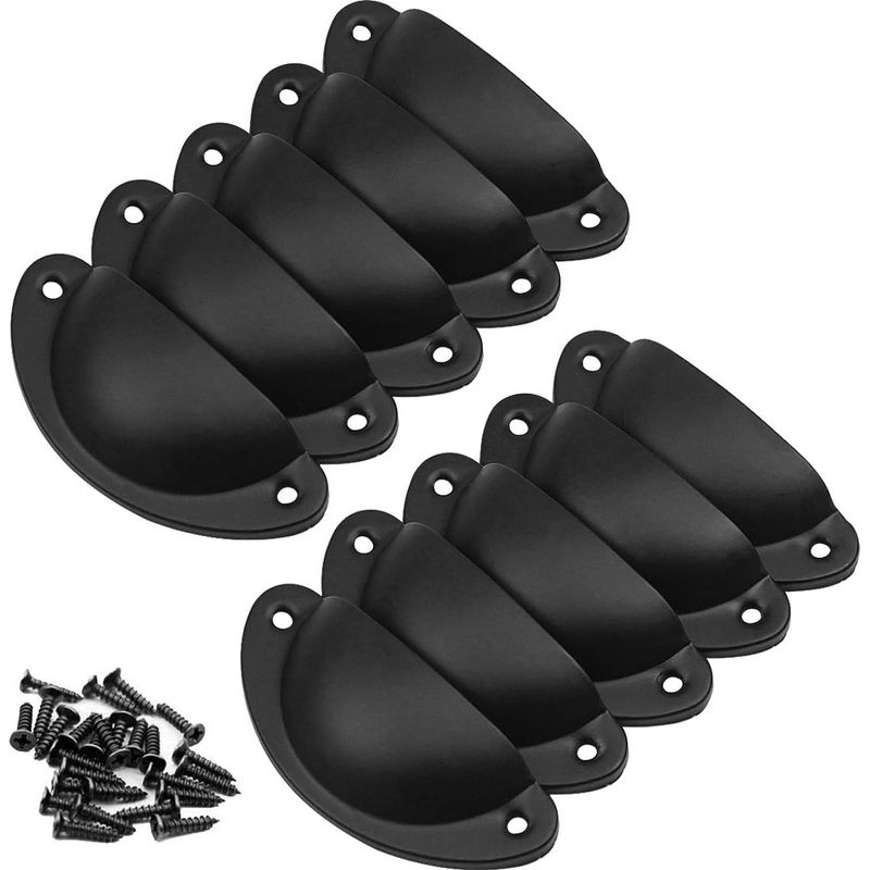 Türknöpfe, 10er-set Vintage-möbelknöpfe, Schubladenknöpfe Aus Metallmuschel Für Schränke, Kleiderschränke, Kommoden (schwarz)
