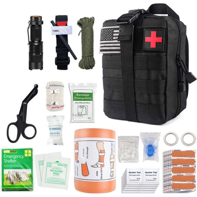 Komplettes Taktisches Militärisches Erste-hilfe-set, In Der Eu Nach Ce-normen Zusammengestellt, Inklusive Kleiner Tasche, Schultergurt, Zeckenentferner Und Überlebensarmband – Entwickelt Für Wandern,